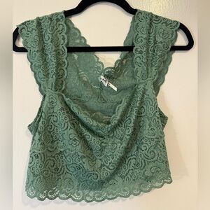 Free People Mint Lace Top
